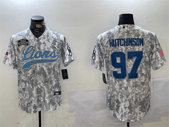 Men%27s Detroit Lions #97 Aidan Hutchinson 2024 Arctic Camo Salute To Service Stitched Baseball Jersey->detroit lions->NFL Jersey